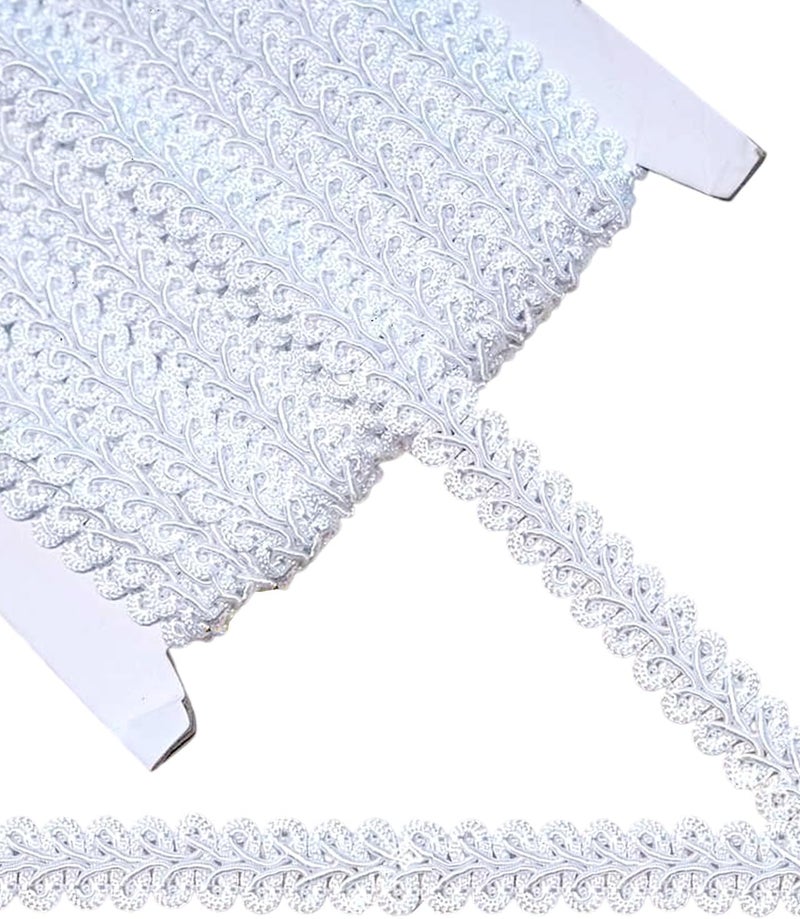 MSCFTFB 14 Yards Gimp Braid Trim,1/2 inch Gift Wrap Ribbon, Woven Fabric Lace Trim for Upholstery Costume Curtain,Lamp,Jewelry,Decorative Embellishment for Sewing Craft (White) - Image 1